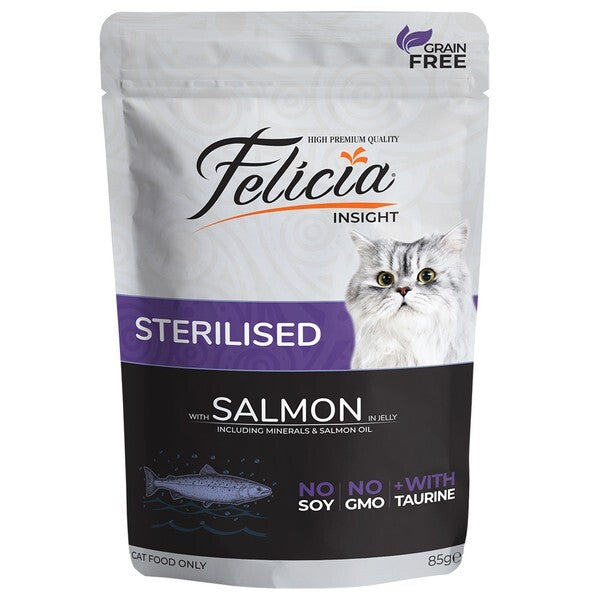Felicia Pouch Kısırlaştırılmış Somonlu Tahılsız Yetişkin Kedi Konservesi 85 GR TEKLI | SRC: Barcode: 8682631200084